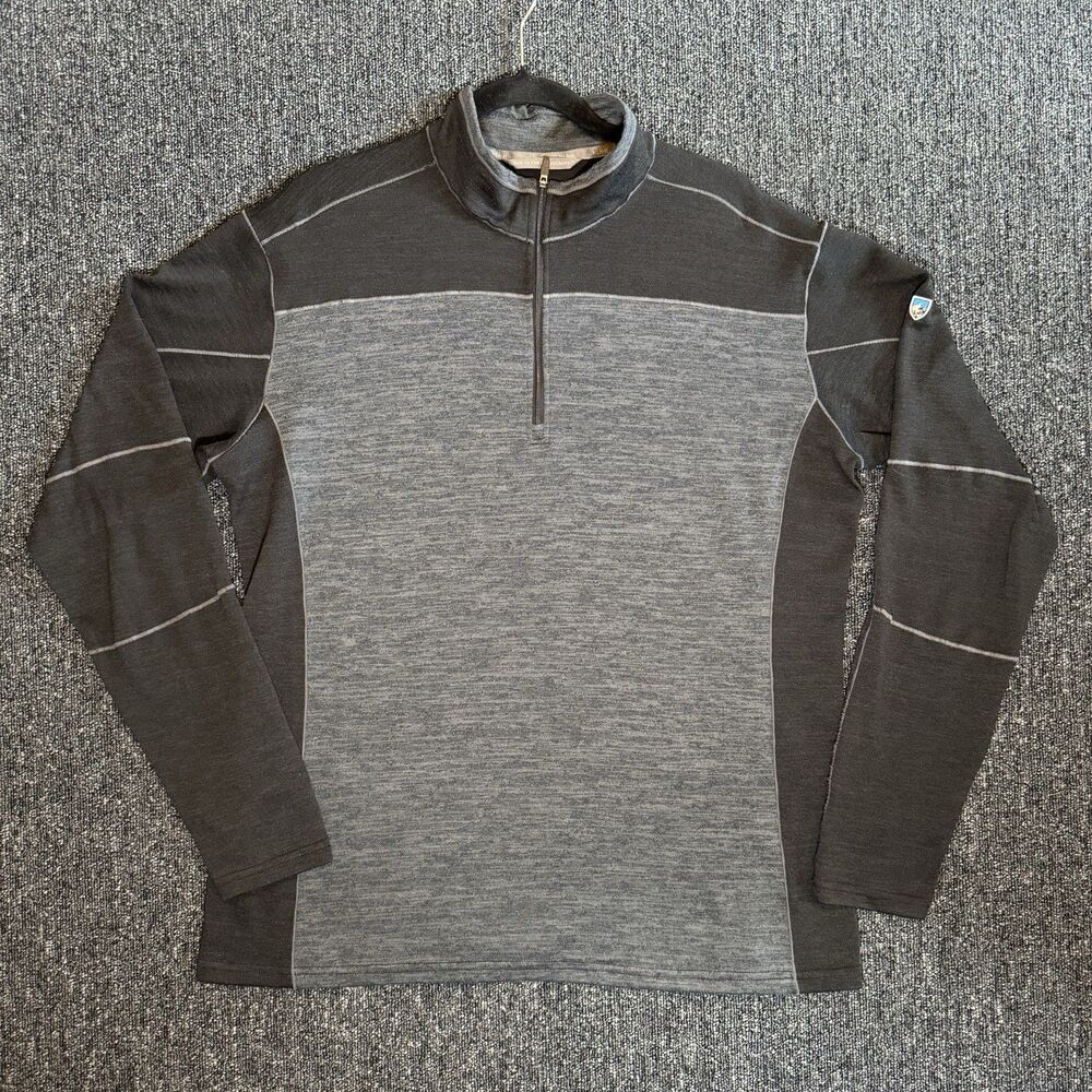 Kuhl Ryzer 1/4 Zip Pullover Men’s Sz XL Gray Black Colorblock Performance Top